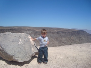 My little boy in the middle of the Mojave Desert